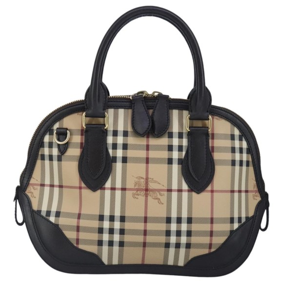 BURBERRY Nova Check Hand Bag PVC 2way Beige Gold Auth 96941 - Picture 13 of 16